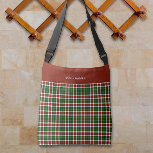 Scottish Tartan Pattern Christmas Colors Crossbody Bag