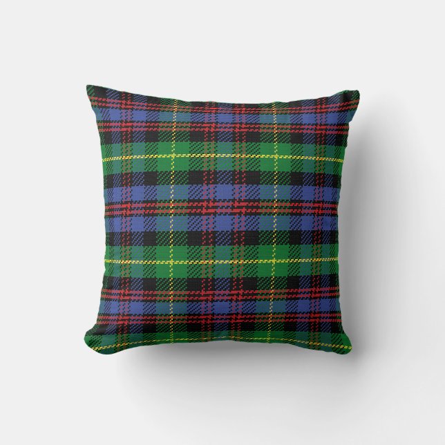 Scottish Tartan Pattern Green Blue Red Cushion (Front)
