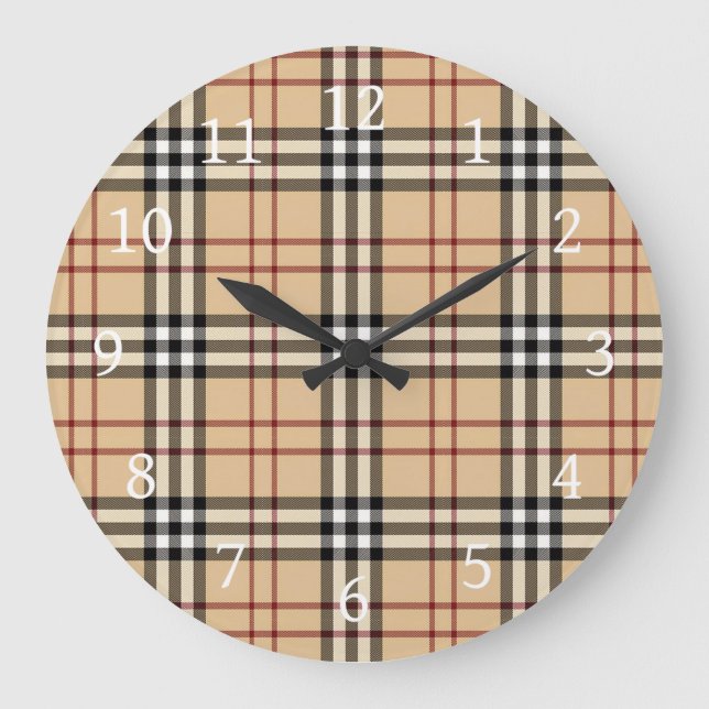 Scottish Tartan Pattern     Large Clock (Front)