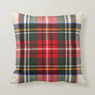 Scottish tartan pattern. Red and white wool plaid  Cushion