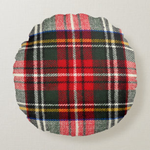Scottish tartan pattern. Red and white wool plaid  Round Cushion