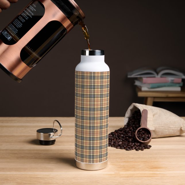 Scottish Tartan Pattern Water Bottle (Coffee)