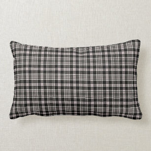 Scottish Tartan Plaid, black and tan checks Lumbar Cushion