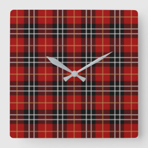 Scottish tartan plaid pattern square wall clock