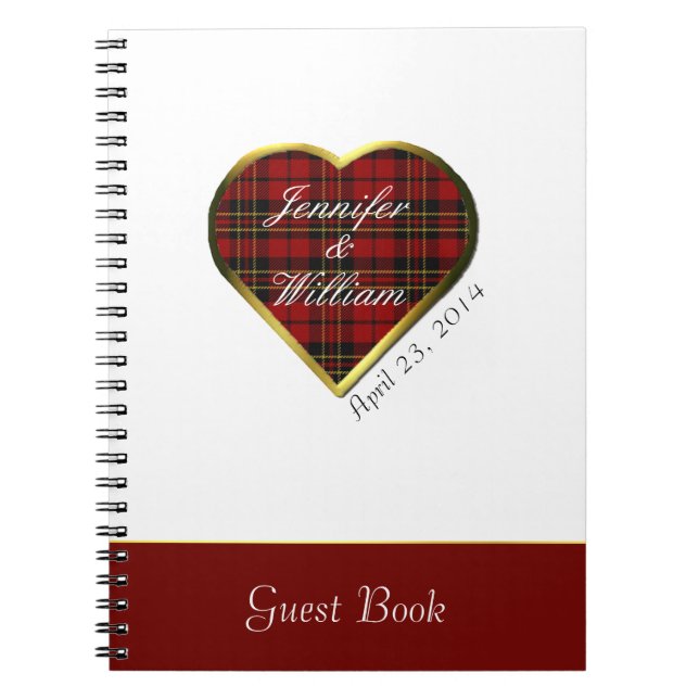 Scottish Tartan Plaid Wedding Guest Sign In Notebook (Front)
