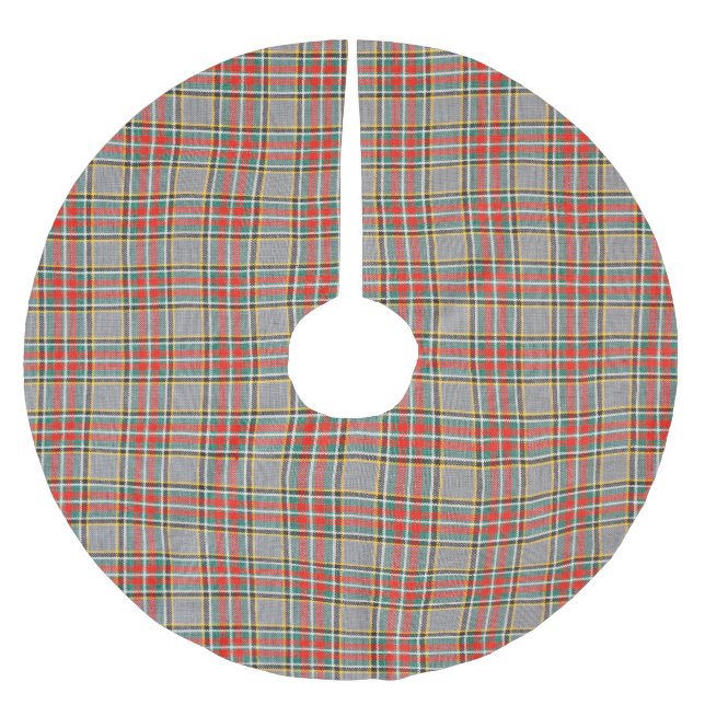 Scottish tartan: red-green-yellow pattern. brushed polyester tree skirt (Front)