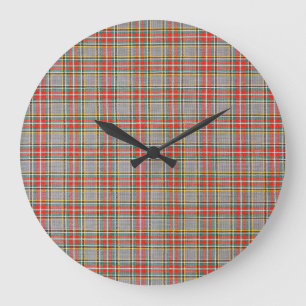 Scottish tartan: red-green-yellow pattern. large clock
