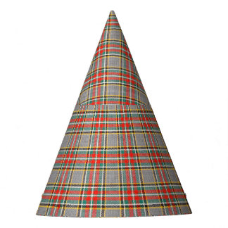 Scottish tartan: red-green-yellow pattern. party hat