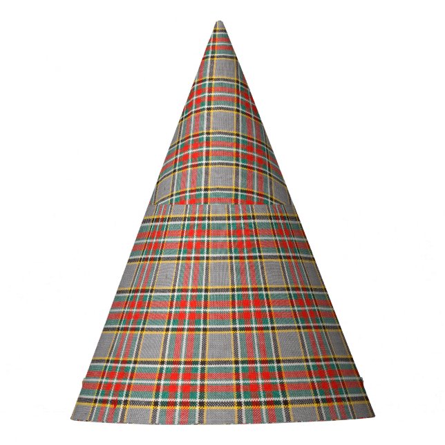 Scottish tartan: red-green-yellow pattern. party hat (Front)