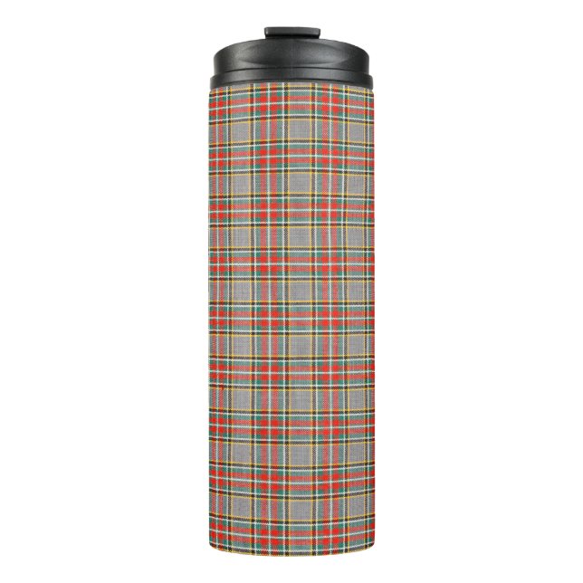 Scottish tartan: red-green-yellow pattern. thermal tumbler (Front)