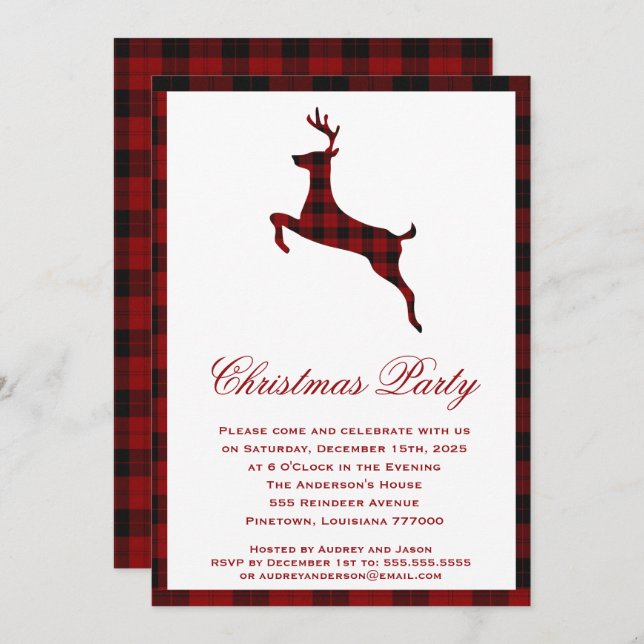 Scottish Tartan Reindeer | Christmas Party Invitation (Front/Back)