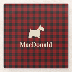 Scottish Tartan Scotty Personalised Glass Coaster