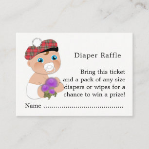 Scottish Tartan  Thistle Baby Shower Diaper Raffle Enclosure Card