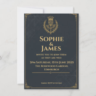 Scottish Tartan & Thistle Wedding Invitation