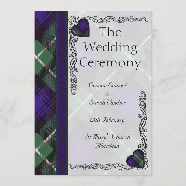 Scottish Tartan Wedding program - Lamont (Front)