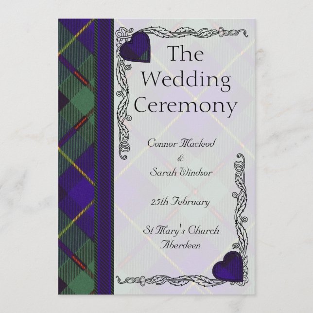 Scottish Tartan Wedding program Macleod of Harris (Front)