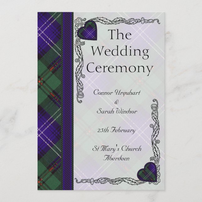 Scottish Tartan Wedding program - Urquart (Front)