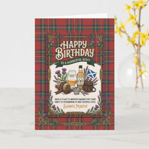 Scottish Tartan Whisky Birthday Card