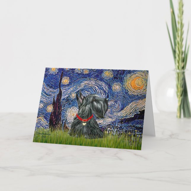 Scottish Terrier 12c -Starry Night Card (Front)