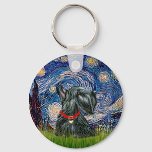 Scottish Terrier 12c -Starry Night Key Ring
