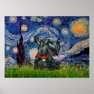 Scottish Terrier 12c -Starry Night Poster