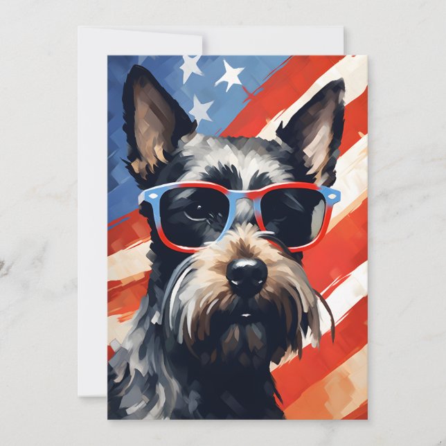 Scottish Terrier 4th of July Independence day Holiday Card (Front)