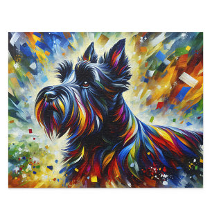 Scottish Terrier Acrylic Art: Black Scottie Jigsaw Puzzle
