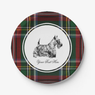 Scottish Terrier and Blackwatch Personalise Paper Plate