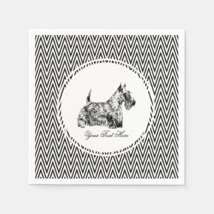 Scottish Terrier and Chevron Personalise Napkin