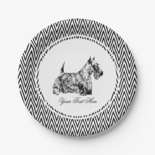 Scottish Terrier and Chevron Personalise Paper Plate