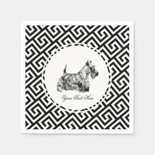 Scottish Terrier and Greek Key Personalise Napkin