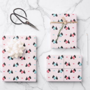 Scottish Terrier and Hearts Wrapping Paper Sheet