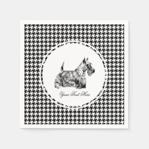 Scottish Terrier and Houndstooth Personalise Napkin