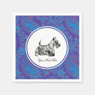 Scottish Terrier and Paisley Personalise Napkin
