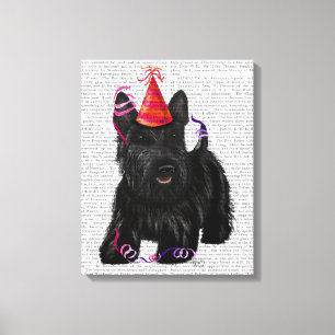Scottish Terrier and Party Hat Canvas Print