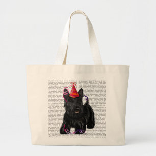 Scottish Terrier and Party Hat Large Tote Bag