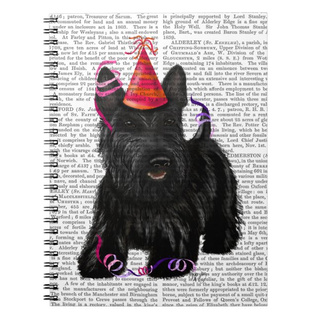 Scottish Terrier and Party Hat Notebook (Front)