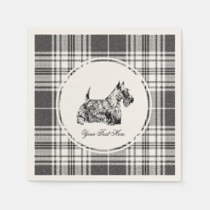 Scottish Terrier and Plaid Personalise Napkin