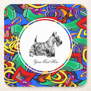 Scottish Terrier and Pop Art Square Paper Coaster
