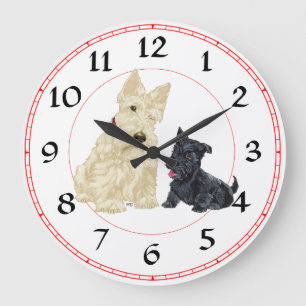 Scottish Terrier and Pup Clock