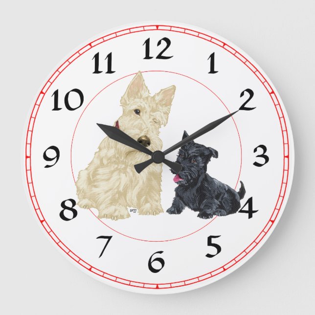 Scottish Terrier and Pup Clock (Front)