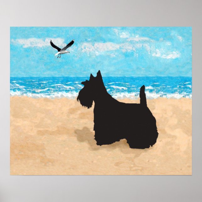 Scottish Terrier and Seagull Poster (Front)