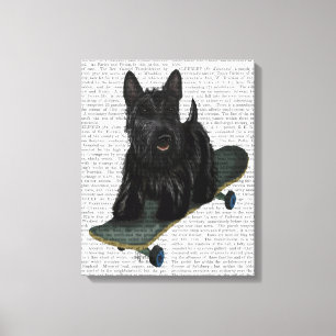 Scottish Terrier and Skateboard Canvas Print