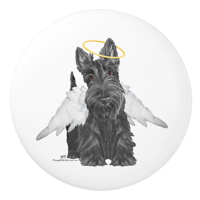 Scottish Terrier Angel Ceramic Knob (Front)