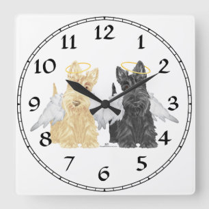 Scottish Terrier Angels Square Wall Clock