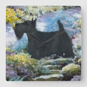 Scottish Terrier Art Gifts Square Wall Clock