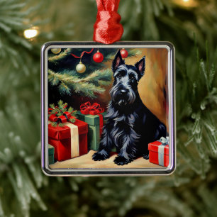 Scottish Terrier at Christmas Metal Ornament