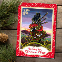 Scottish Terrier Bagpipes Custom Christmas Card