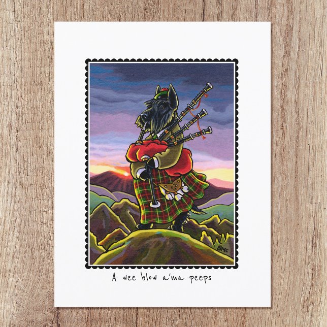 Scottish Terrier Bagpipes Kilt Dog Custom Postcard (Creator Uploaded)