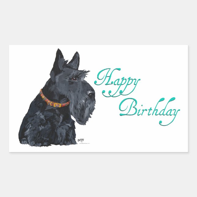 Scottish Terrier Birthday Card Rectangular Sticker (Front)